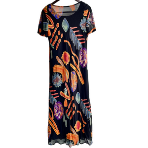 Carole Little Black Abstract Maxi Dress